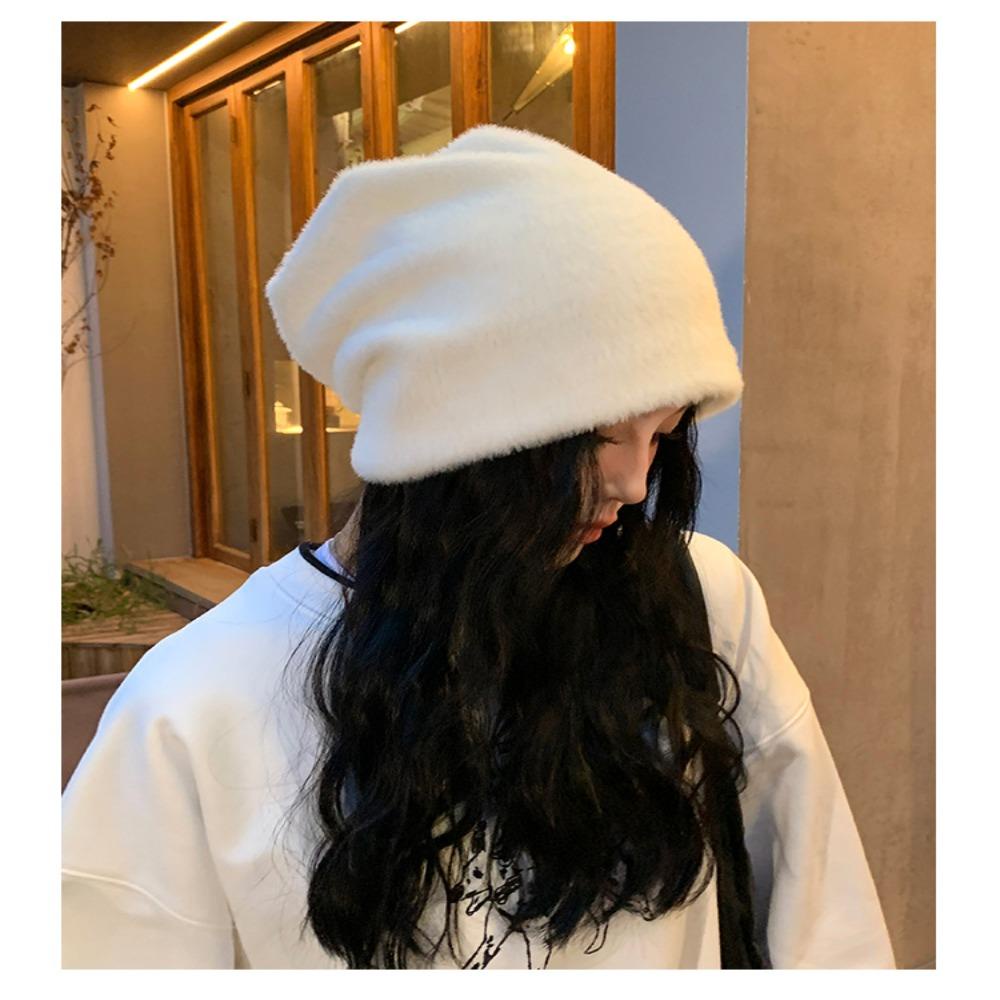 Muvako Mink Mũ Trùm Đầu Bằng Lông Nhung Dày Dặn Màu Trơn Chống Gió Giữ Ấm Tai Cho Nữ