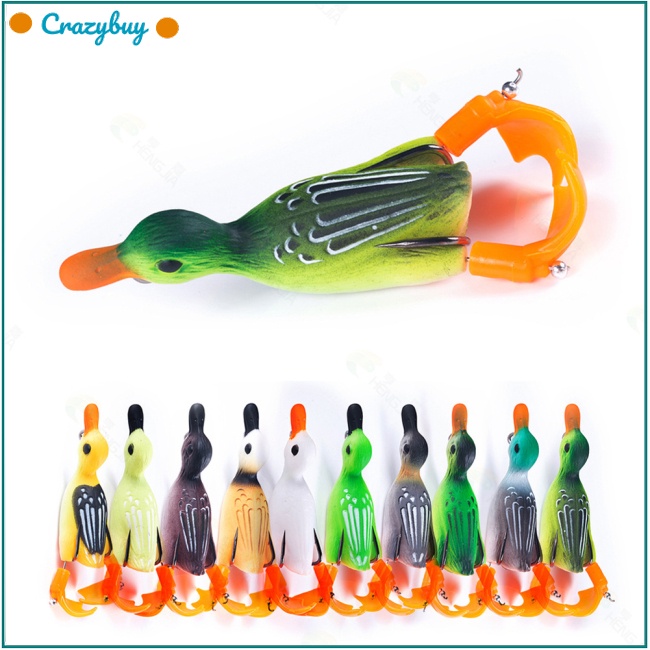 Cr fishing bait double-legged propeller hình dạng vịt 3d fish eyes móc treble bằng thép carbon cao câu cá sinh học lure giả