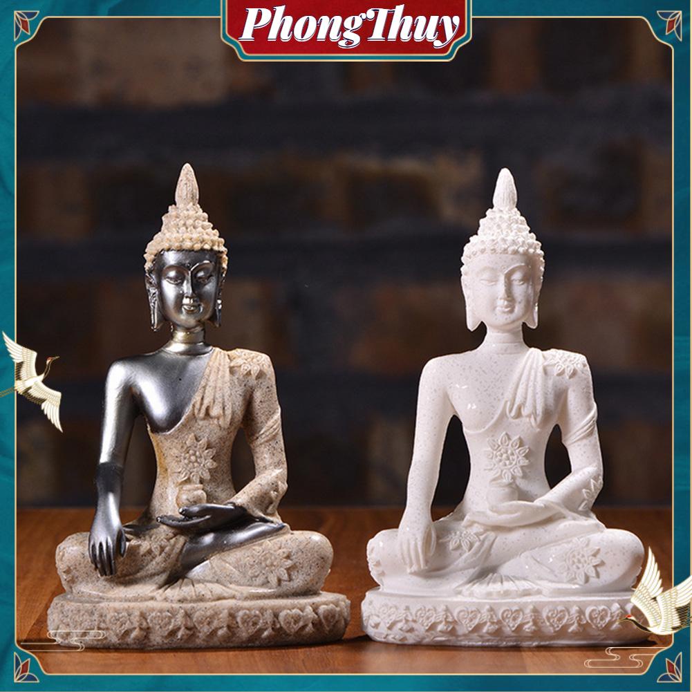 PhongThuy Ngồi Thiền Tượng Phật Khắc Hình Thủ Công Trang Trí Nhà Bàn
