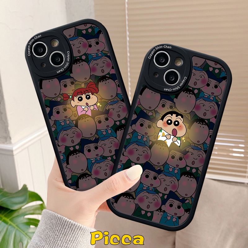 Cặp đôi ốp lưng mềm tương thích cho iphone 11 12 pro max 8 7 6 6s plus se 2020 x xs max 13 14 7plus xr phim hoạt hình dễ thương bút chì màu shin-chan fashion girl boy ốp lưng tpu mềm chống sốc