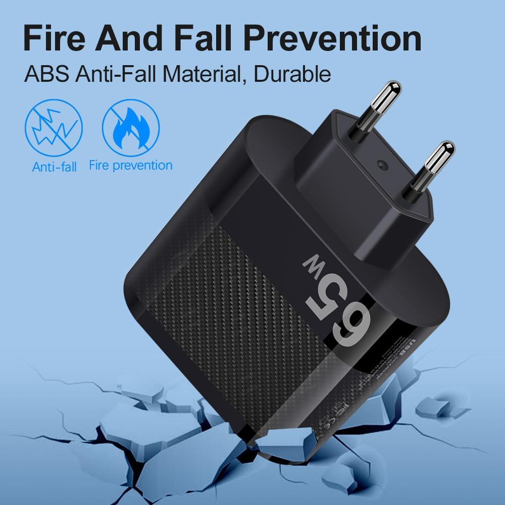 Cốc Sạc Nhanh qc 3.0 65w 6 Cổng usb 5usb + pd type c Cho iphone / huawei Điện Thoại
