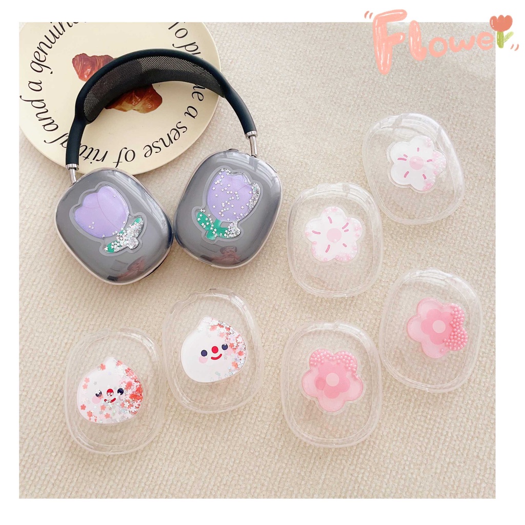 Vỏ trong suốt dễ thương cho apple airpods max cartoon tpu đáng yêu bảo vệ trong suốt cho airpods vỏ tối đa
