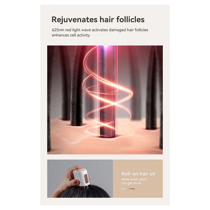 Máy Massage Da Đầu Chống Thấm Nước Chống Trầy Xước Kích Thích Mọc Tóc ems Ánh Sáng Đỏ