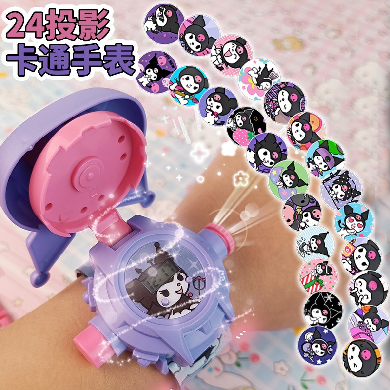 Sanrio Đồng Hồ chiếu Điện Tử Dạng Cuộn 24 Họa Tiết hello kitty kuromi melody cinnamoroll Quà Tặng Sinh Nhật Cho Bé