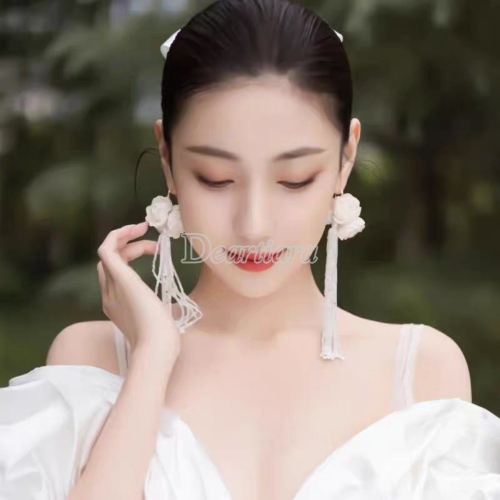 Bông Tai Tua Rua Đính Hạt Thủ Công Thời Trang Cho Cô Dâu