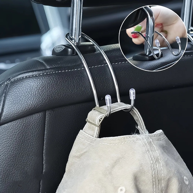 1 Móc Treo Túi Mua Sắm Gắn Ghế Ngồi Xe Hơi Bằng Thép Không Gỉ