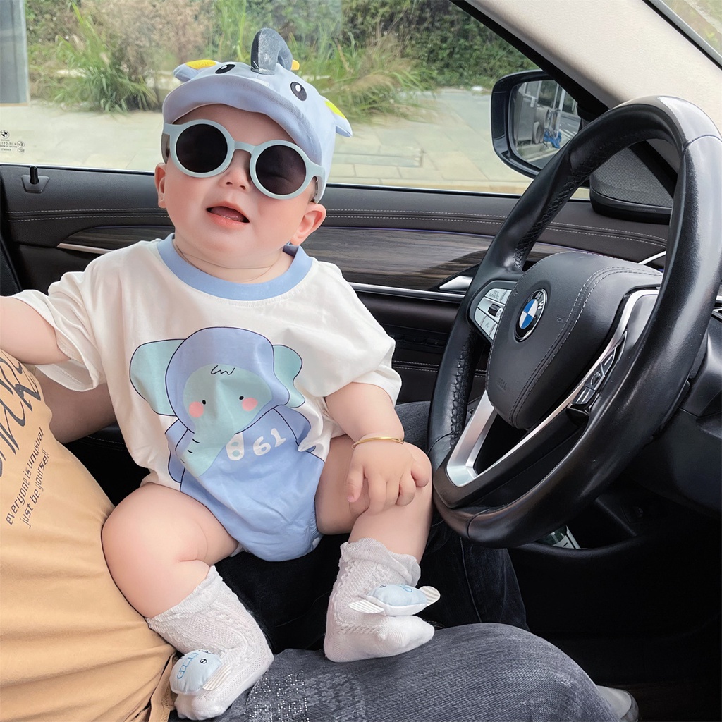 Áo liền quần PINPOO hoạt hình chú voi xanh lam đáng yêu cho bé