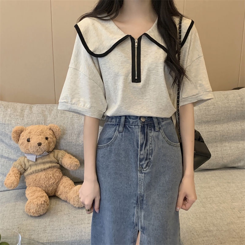 Áo Thun Cotton Tay Ngắn Phong Cách Mới Năm 2023 Dễ Phối Đồ Ngọt Ngào Cho Nữ