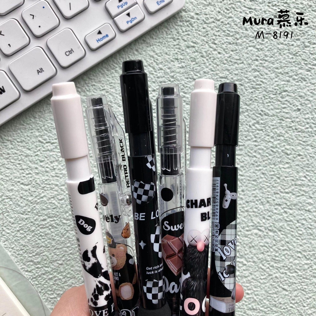 Bút gel Mura-8191 Retro black đệm tay mực đen