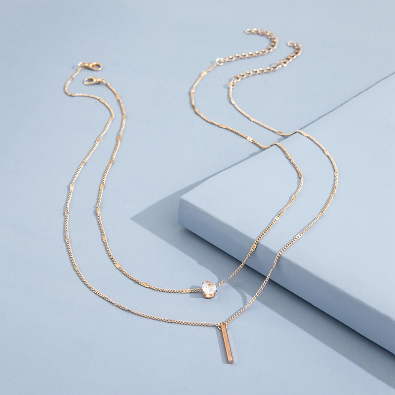 Bộ Vòng cổ + Bông Tai Đính Đá Pha Lê Hình Vuông Đơn Giản Thời Trang Cho Nữ