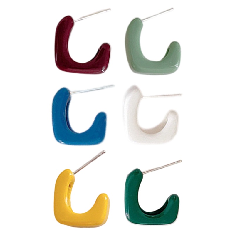 Khuyên Tai Hình Vuông Màu Kẹo Ngọt Phong Cách Hàn Quốc Thời Trang Cho Nữ