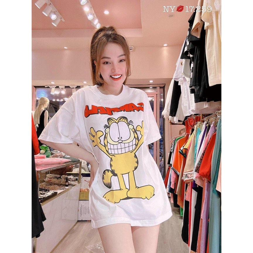 A334015 (áo lẻ) áo form rộng in hình hoạt hình to chất thun có ảnh chụp thật sản phẩm free size 40kg - 53 kg