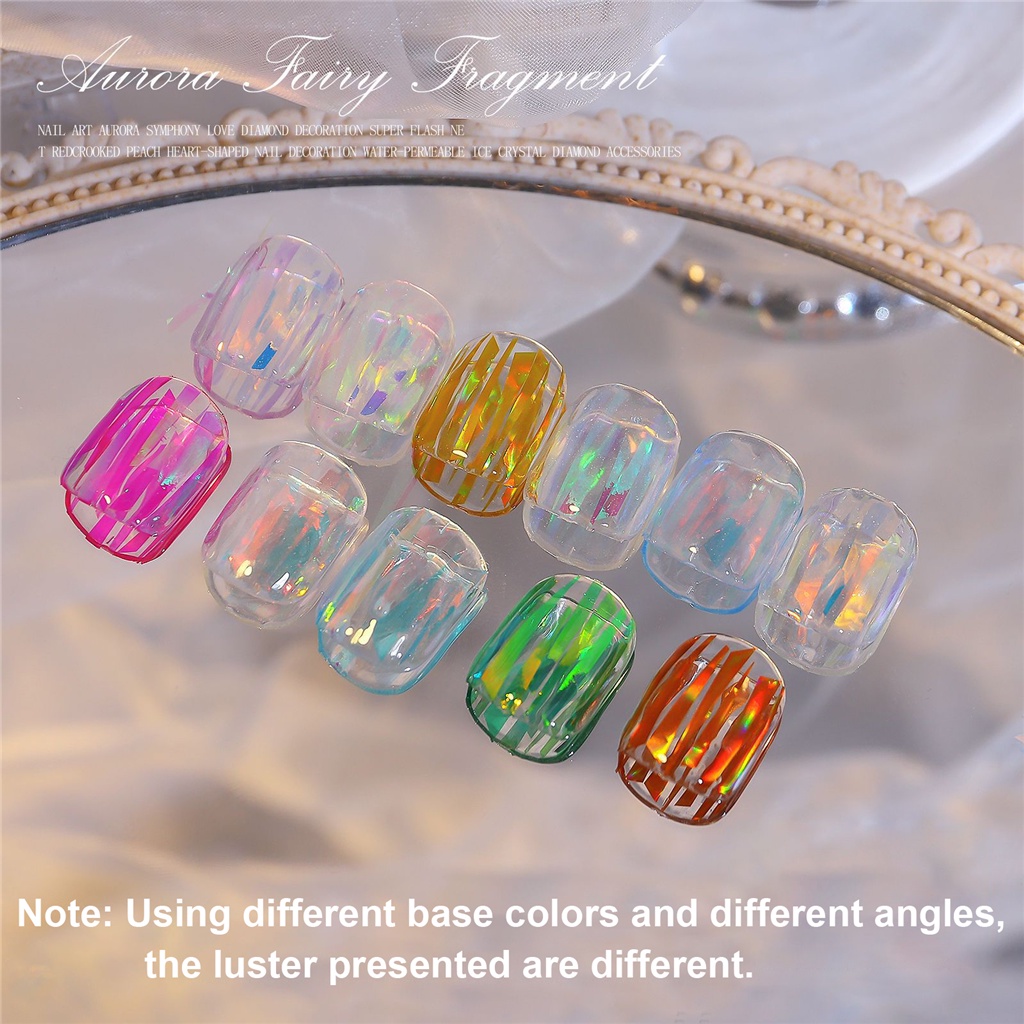 Miếng Dán Trang Trí Móng Tay Bằng Giấy Kính Lấp Lánh Nhiều Màu Sắc