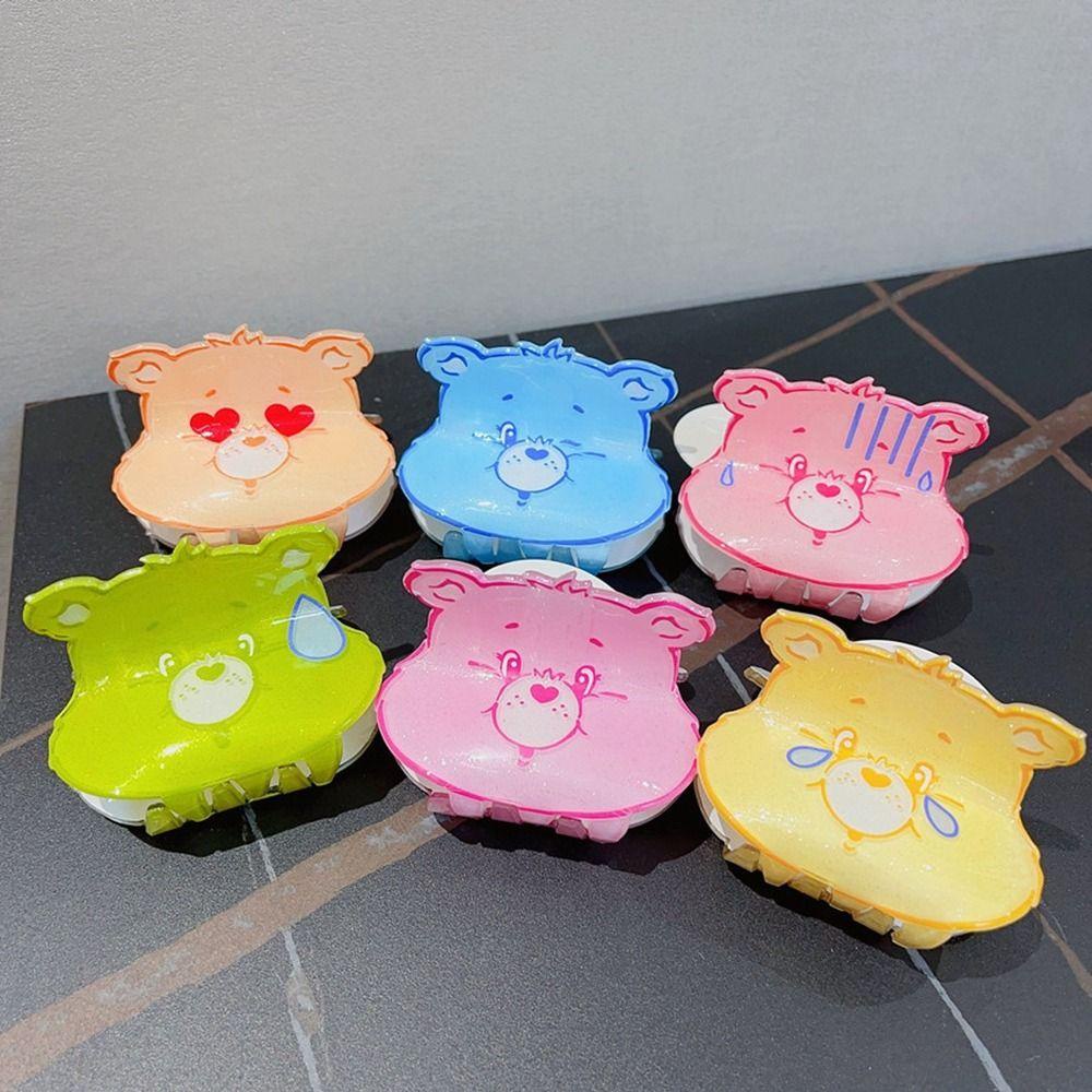 Kẹp Tóc Hình Gấu Họa Tiết Hình Học Màu Cầu Vồng Dễ Thương Cho Bạn Gái