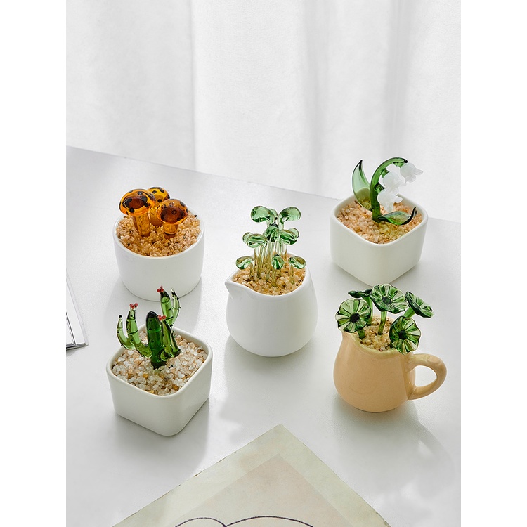 Decor phòng cây thủy tinh sáng tạo để được ở văn phòng bàn máy tính để bàn nhỏ đồ trang trí trang trí trong chậu