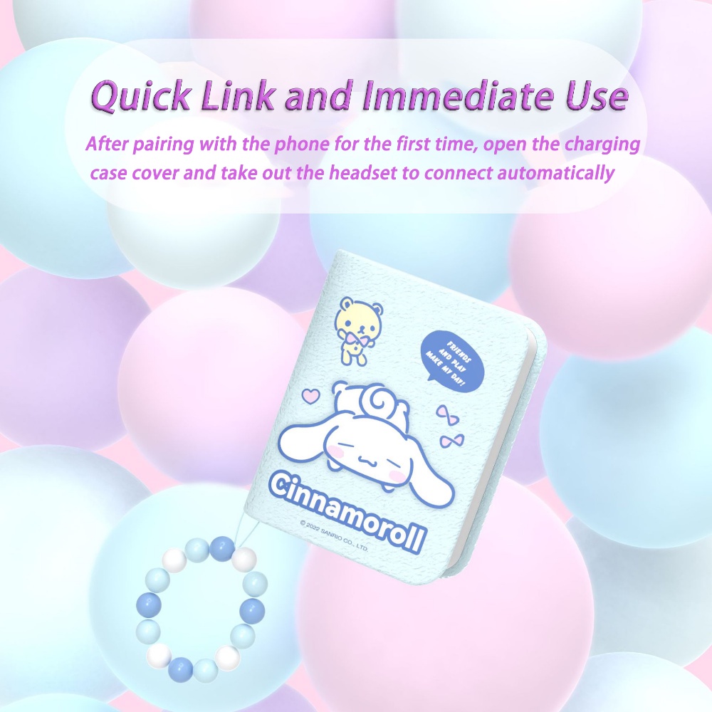 Tai Nghe Bluetooth Không Dây Giảm Tiếng Ồn Có Micro Hình Hoạt Hình Sanrio Kuromi Cinnamoroll Tws