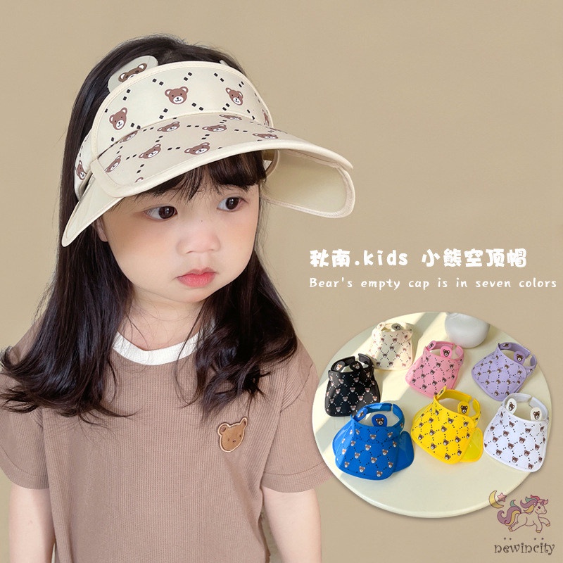 Mũ Lưỡi Trai Hở Chóp Chống Tia Cực Tím Hình Tai Gấu Thời Trang Mùa Hè Phong Cách Hàn Quốc Cho Bé