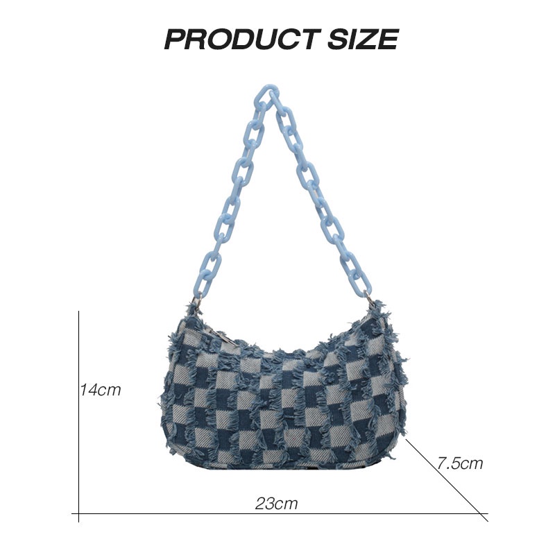 MISCHA Túi Xách Denim Dây Đeo Bản Rộng Thời Trang Cho Nữ