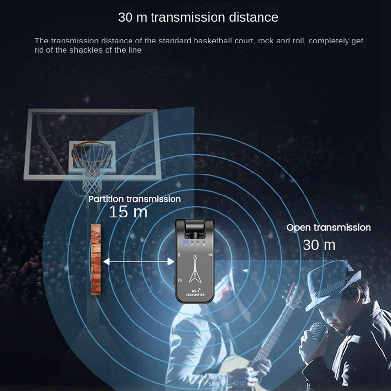 Hệ Thống Truyền Tín Hiệu Pin Lithium Không Dây 2.4G Sạc Được Cho Đàn Guitar Điện / Bass