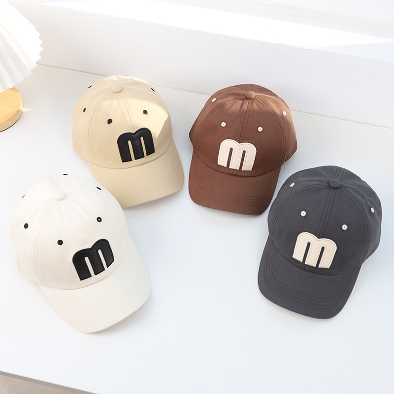 Mũ Lưỡi Trai Màu Trơn Thêu Chữ Phong Cách Thể Thao Thời Trang Cho Bé Trai Và Gái