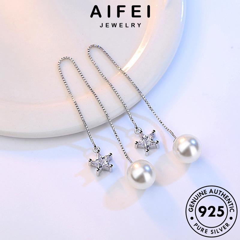 AIFEI JEWELRY tròn thật ngôi ngọc bản bạc nguyên sao 925 sức khuyên đơn hàn kiện thời trang quốc bông vành nữ Thời trai phụ tai tua giản xỏ E668
