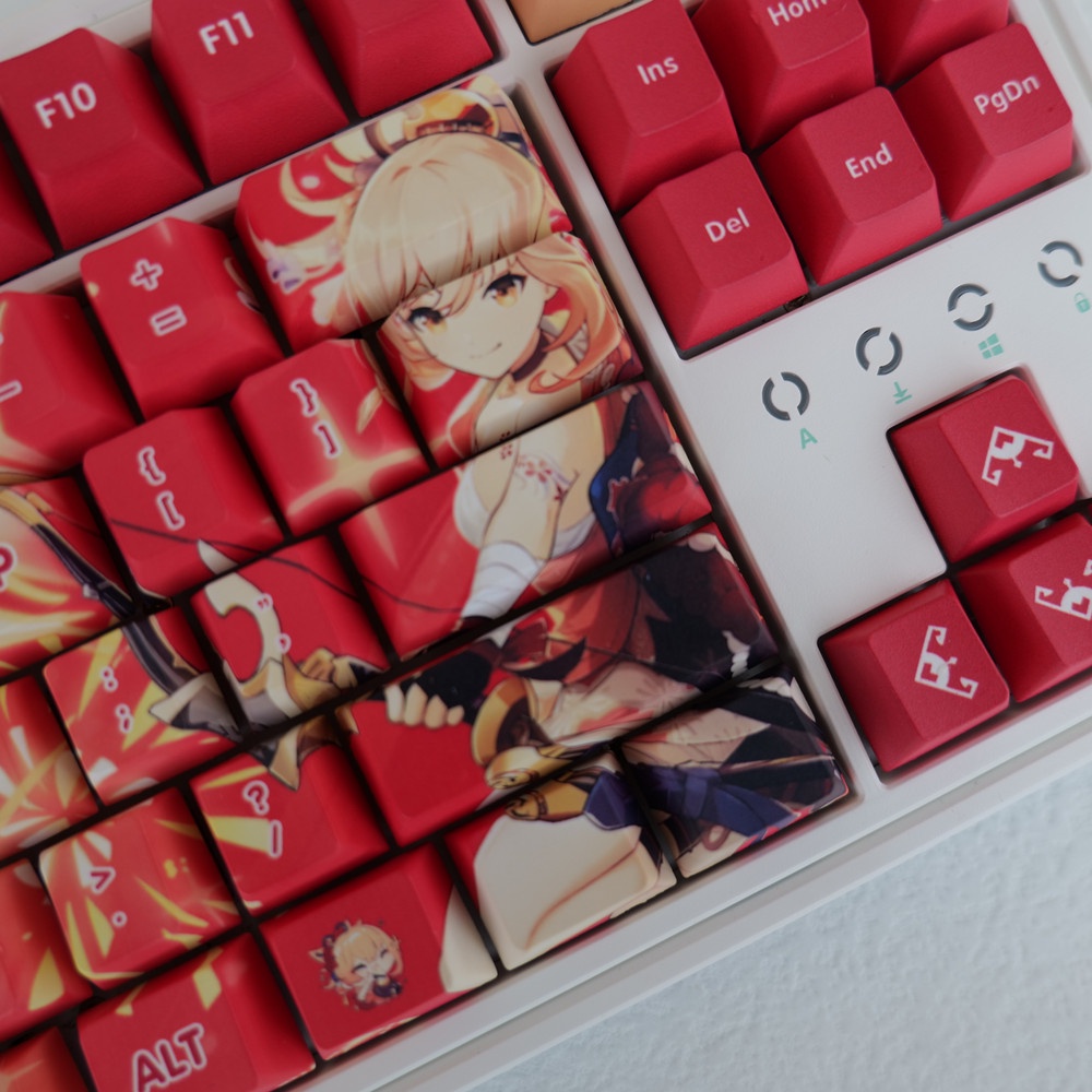132 Phím Yoimiya Keycaps Cherry Profile Anime Genshin Impact PBT Dye Sub Bàn phím cơ Keycap