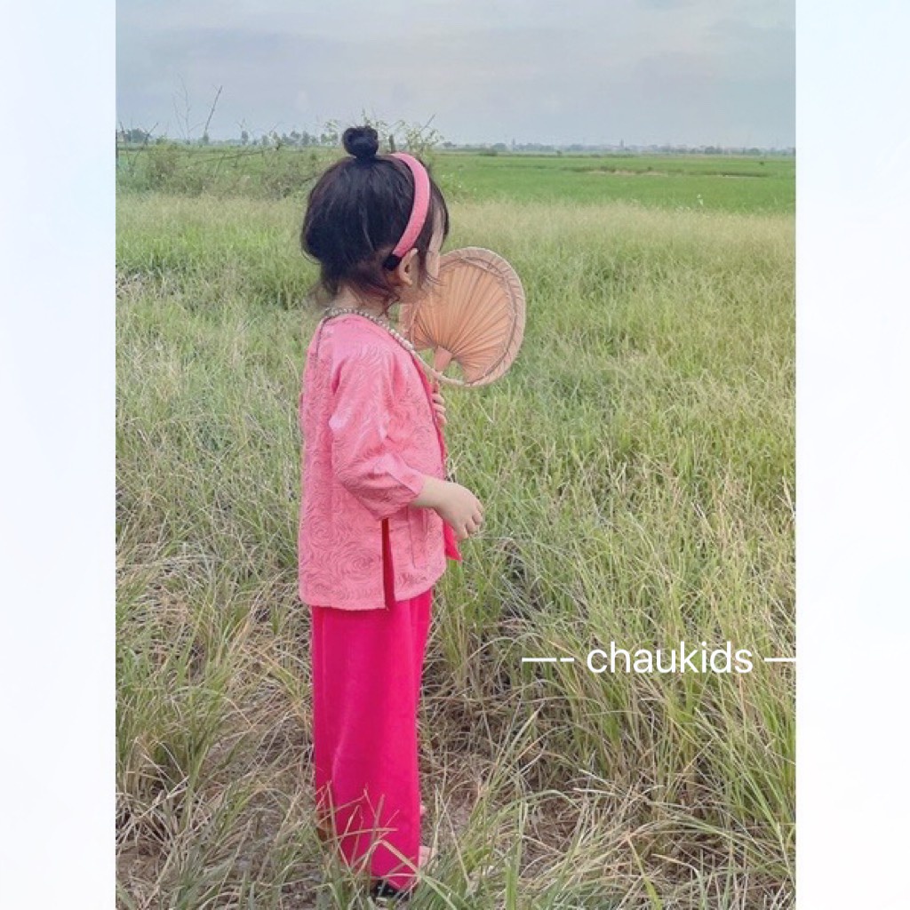 Bộ bà ba bé gái chất gấm mịn đẹp size 8-8kg