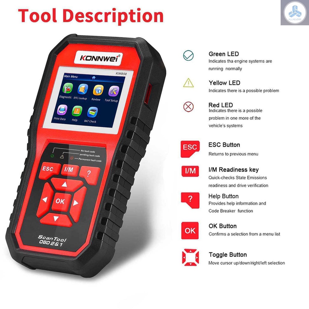 Thiết Bị Kiểm Tra Động Cơ Xe Hơi KONNWEI KW850 OBDII KW850 OBDII 1996 MOTO2.29