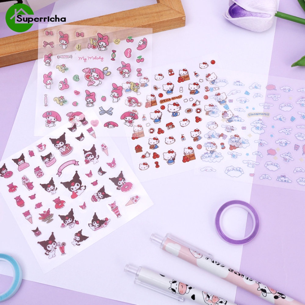 Miếng Dán PVC Trong Suốt Chống Thấm Nước Họa Tiết Hoạt Hình Dễ Thương Dùng Trang Trí Sổ Tay / Nhật Ký DIY