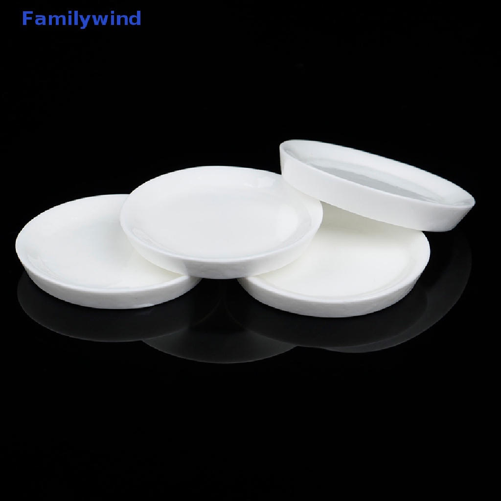 Set 4 Đĩa Tròn Màu Trắng Tỉ Lệ 1: 12 Trang Trí Nhà Búp Bê
