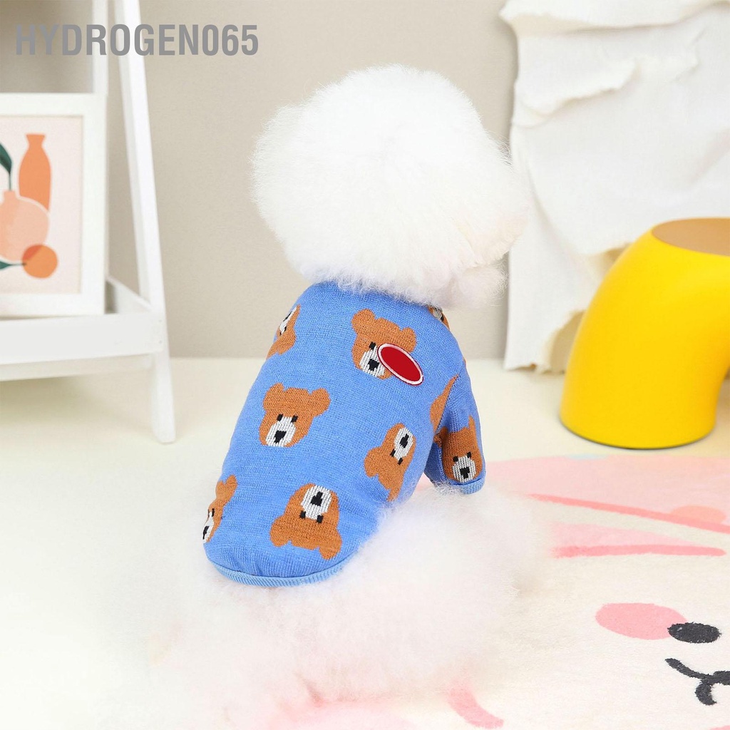 Hydrogen065 Chó Nút Áo Len In Hình Gấu Ngắn Tay Hở Mặt Trước Quần Dệt Kim Cho Thú Cưng Mèo