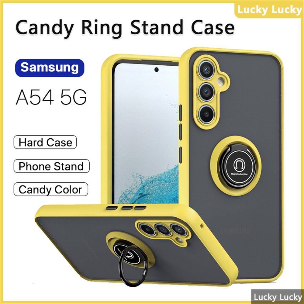 ốp lưng Samsung A14 A24 A34 A54 A04S 5G 4G Sang trọng Nhẫn acrylic cứng Vỏ ngoài Hỗ trợ chống sốc Xe hơi Giá đỡ từ tính Giá đỡ điện thoại Ngón tay bảo vệ máy ảnh