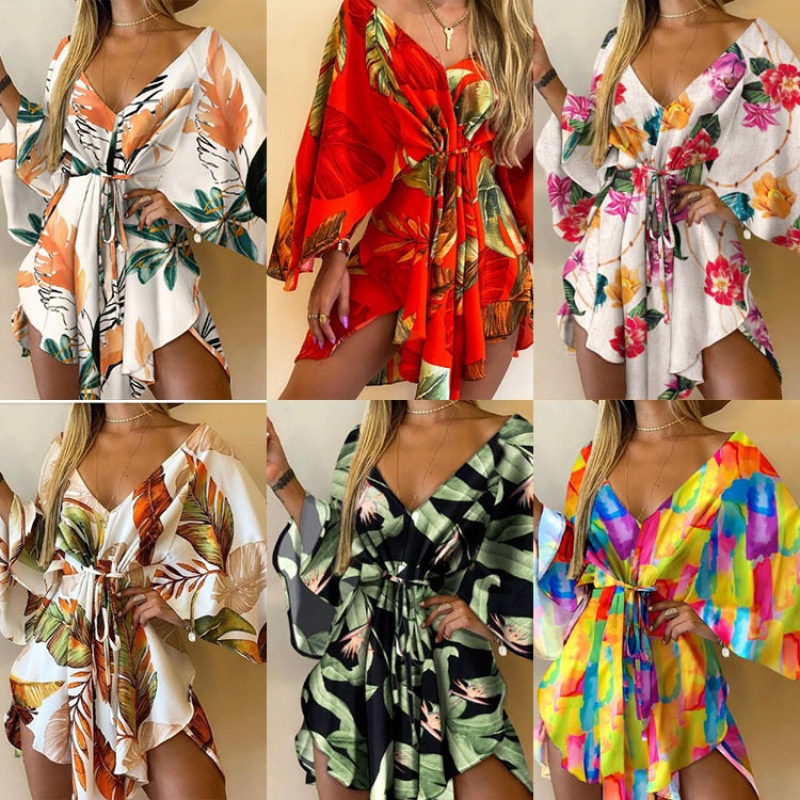 Đầm Cổ Chữ V Thiết Kế Không Đồng Đều Quyến Rũ Thời Trang Mùa Xuân Hè Theo Phong Cách Âu Mỹ 2023 Mới
