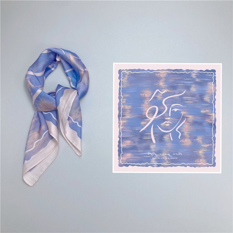 Set 50 Khăn Quàng Cổ Hình Vuông Ngắn Bằng Lụa Thiết Kế Đơn Giản