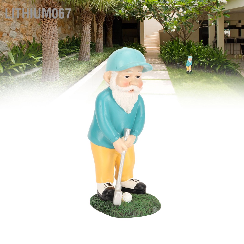 Lithium067 Golfer Vườn Gnome Tinh Tế Hình Ảnh Sống Động Chống Thời Tiết Chơi Golf Tượng Trang Trí Cho Bãi Cỏ Phong Cảnh
