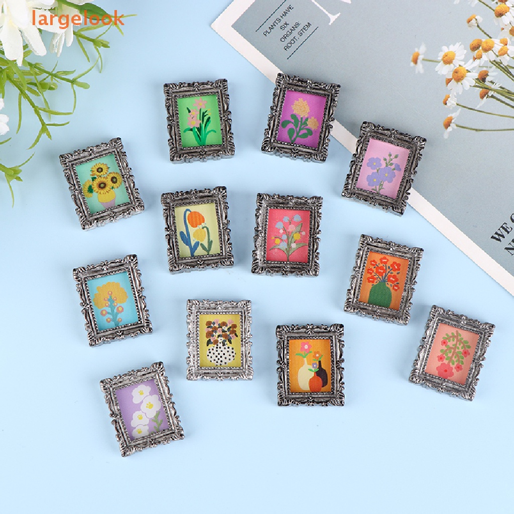 [Biglook] 2 Khung Manny Cổ Điển Khung Dầu Mini 1: 12 Trang Trí Nhà Búp Bê