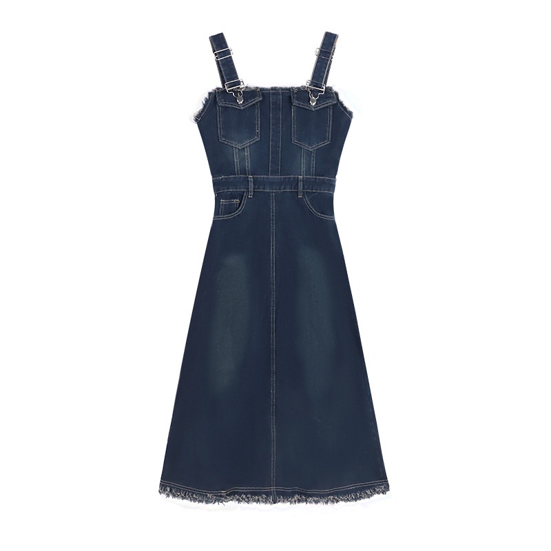 VÁY YẾM JEAN DENIM PHONG CÁCH RETRO TREND 2023 DÁNG SUÔNG