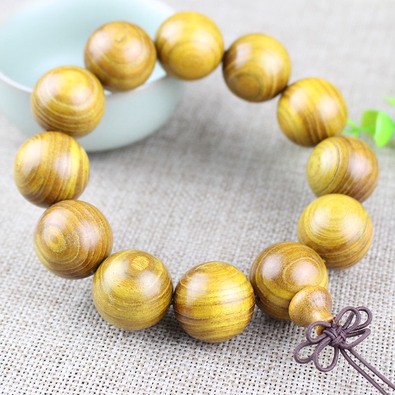 Vòng Tay Chuỗi Hạt Gỗ Đàn Hương Vàng Phong Cách Phật Giáo Cho Cặp Đôi