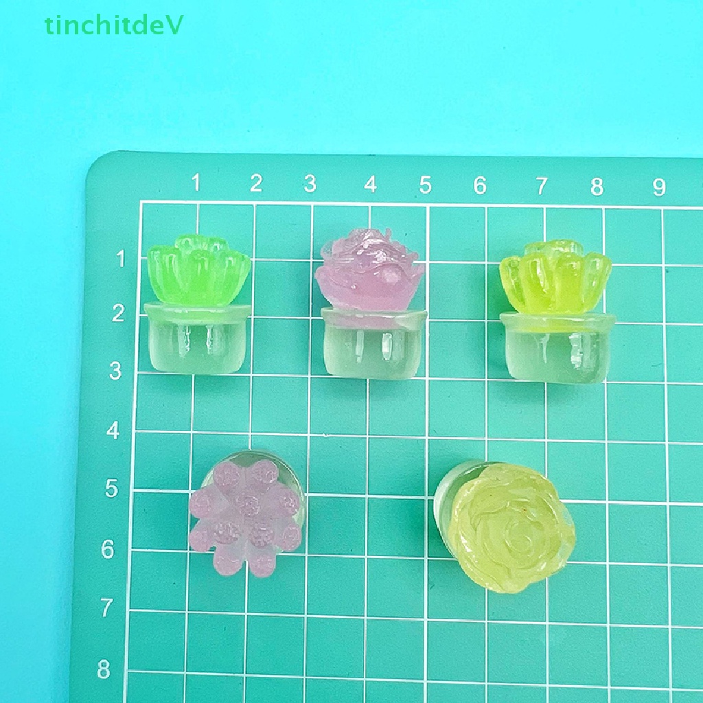 [TinchitdeV] Bộ 2 Chậu Cây Mini Bằng Nhựa Resin Phát Sáng Màu Sắc Ngẫu Nhiên Dùng Trang Trí