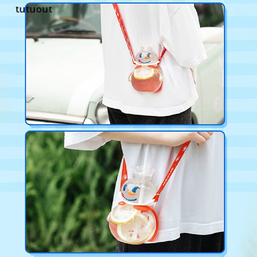 Bình Nước Có Ống Hút Họa Tiết Người Tuyết Hoạt Hình Dễ Thương