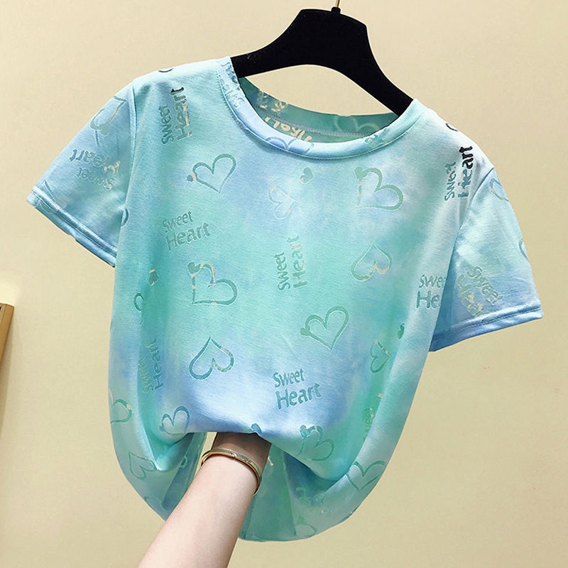 Áo Thun Tay Ngắn Dáng Rộng Họa Tiết Màu Nhuộm Độc Đáo Thời Trang Mùa Hè Mới Cho Nữ