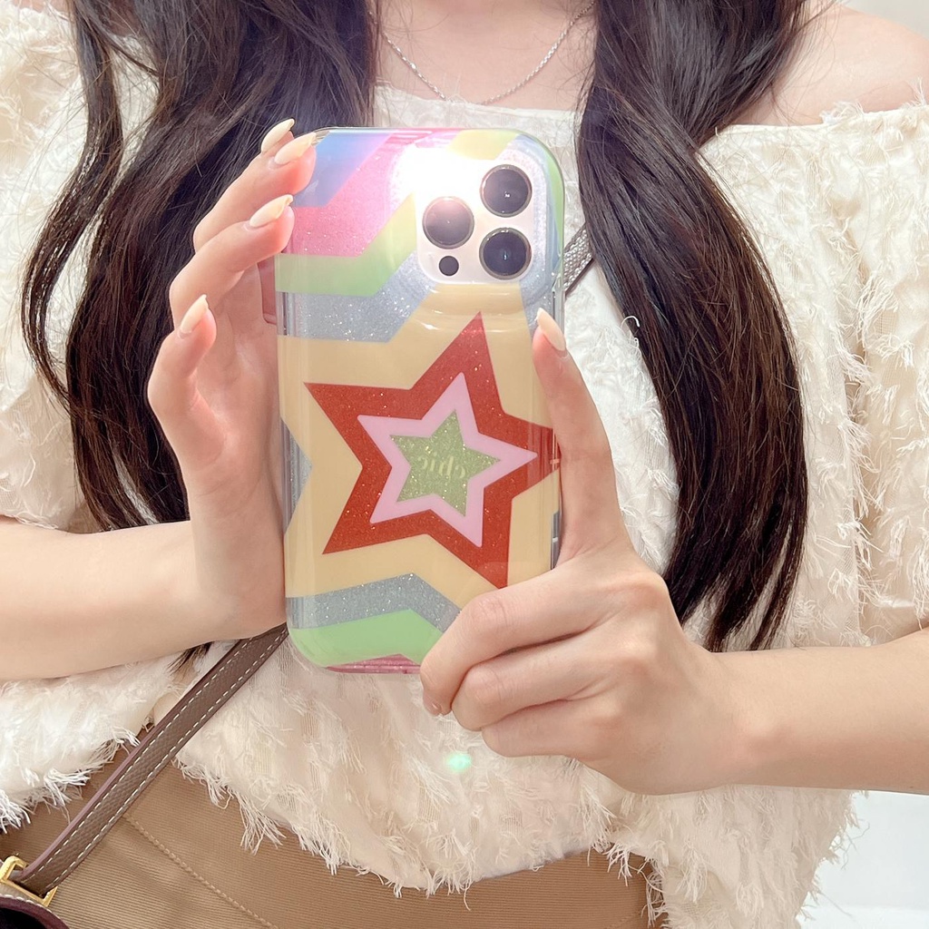 Ốp Điện Thoại Tpu Dẻo Trong Suốt Họa Tiết Ngôi Sao Năm Cánh Đính Ngọc Trai Lấp Lánh Chống Sốc Cho iphone 14Pro Max 13 12 11
