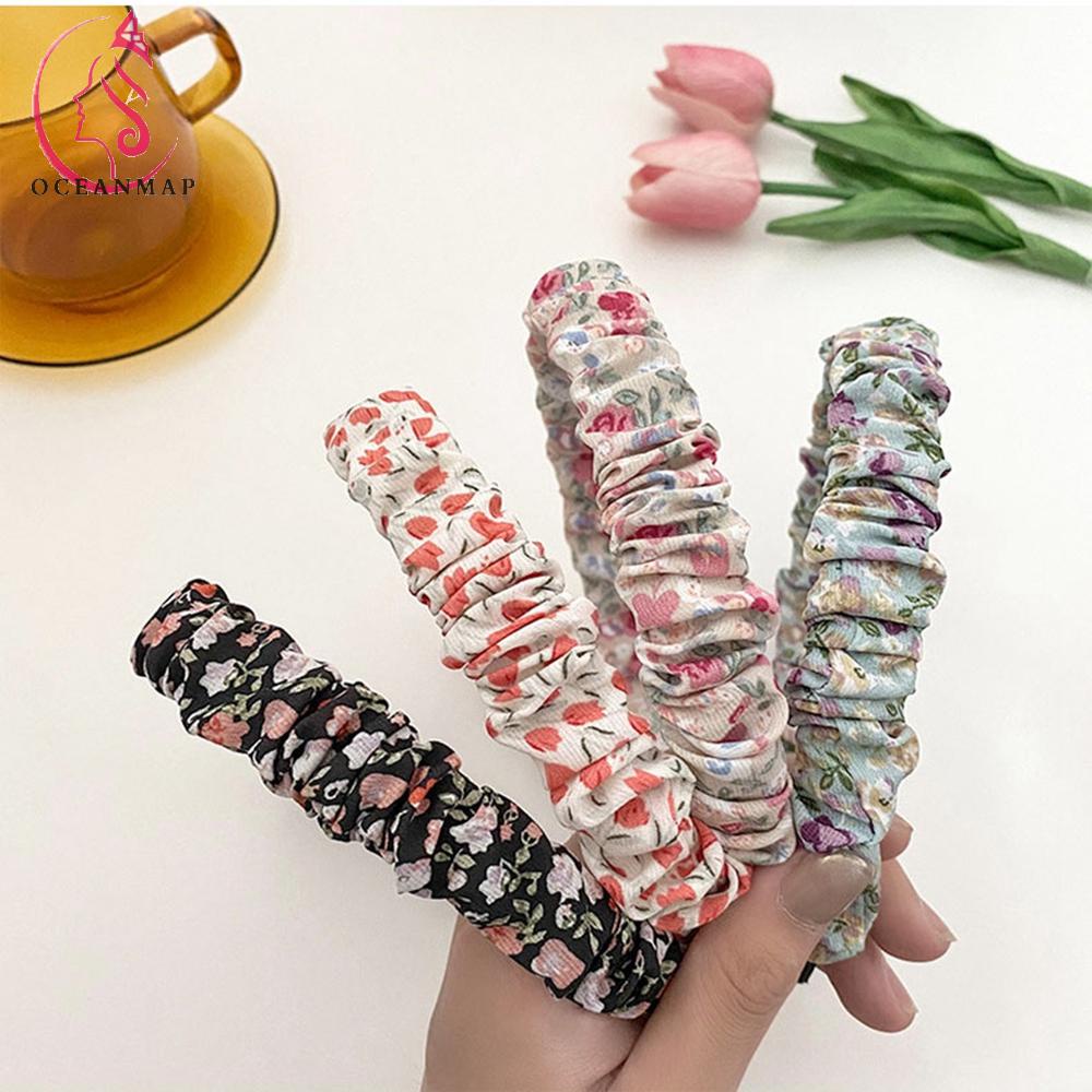 Băng đô cài tóc vải in họa tiết hoa nhiều màu sắc tùy chọn phong cách Hàn Quốc đáng yêu