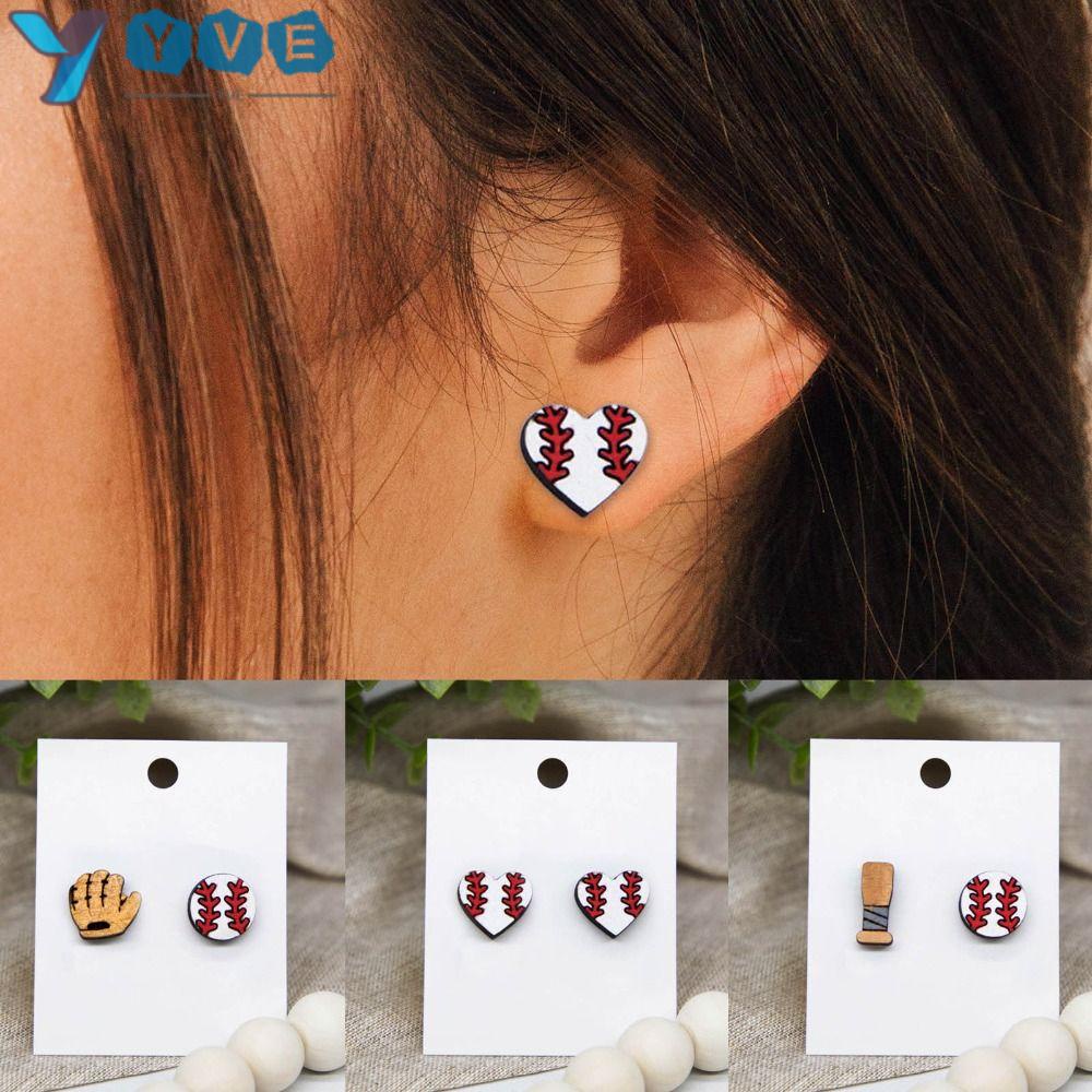 Khuyên Tai Hình Găng Tay Bóng Chày Bằng Gỗ Nhiều Màu Cho Nữ