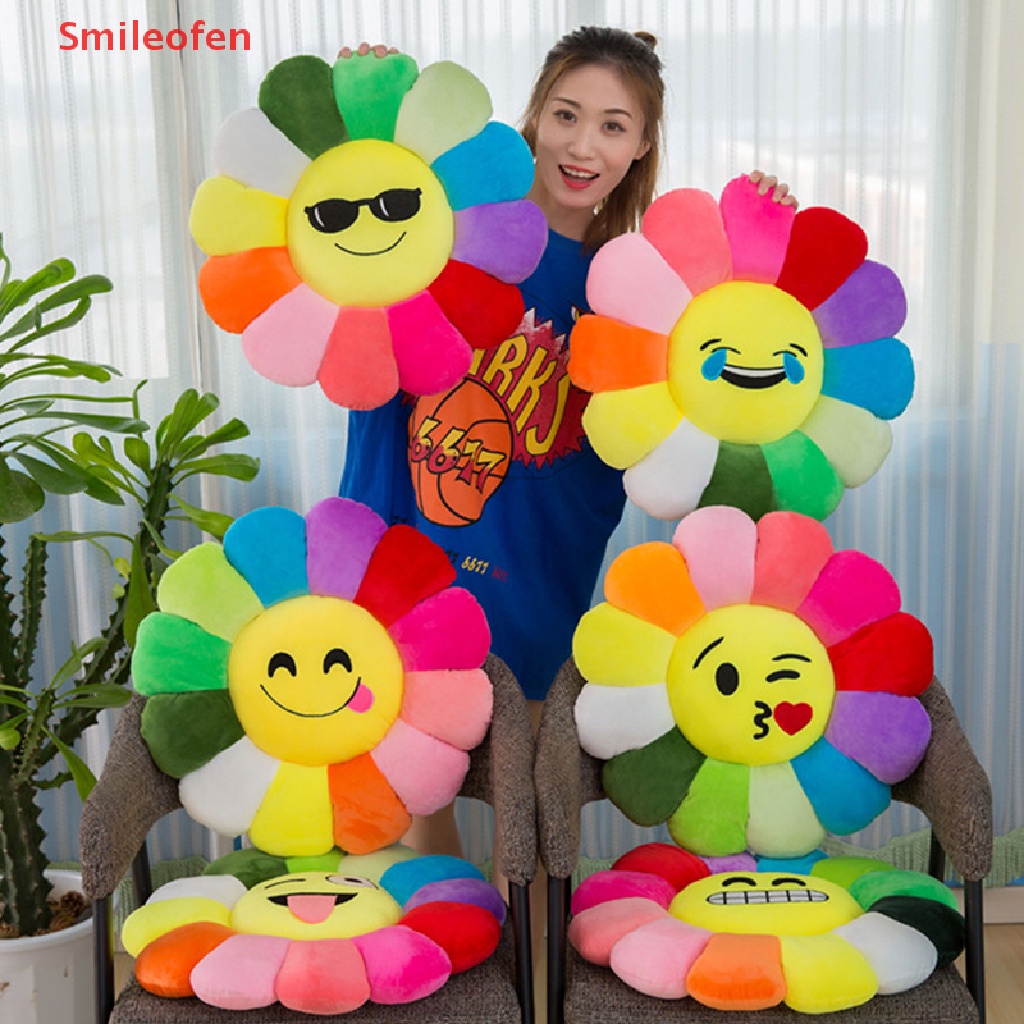[Smileofen] Gối Nhồi Bông Hoa Hướng Dương Mềm Mại Trang Trí Sofa Nhà Cửa Mới