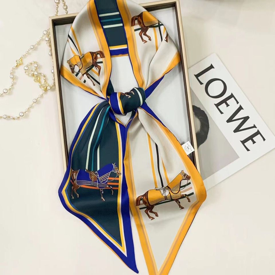 Khăn Quàng Cổ Lụa Mỏng Hình Kim Cương Phiên Bản Hàn Quốc Xuân Thu Mới Và Dải Hẹp Dài Trang Trí Khăn Choàng Nhỏ fema