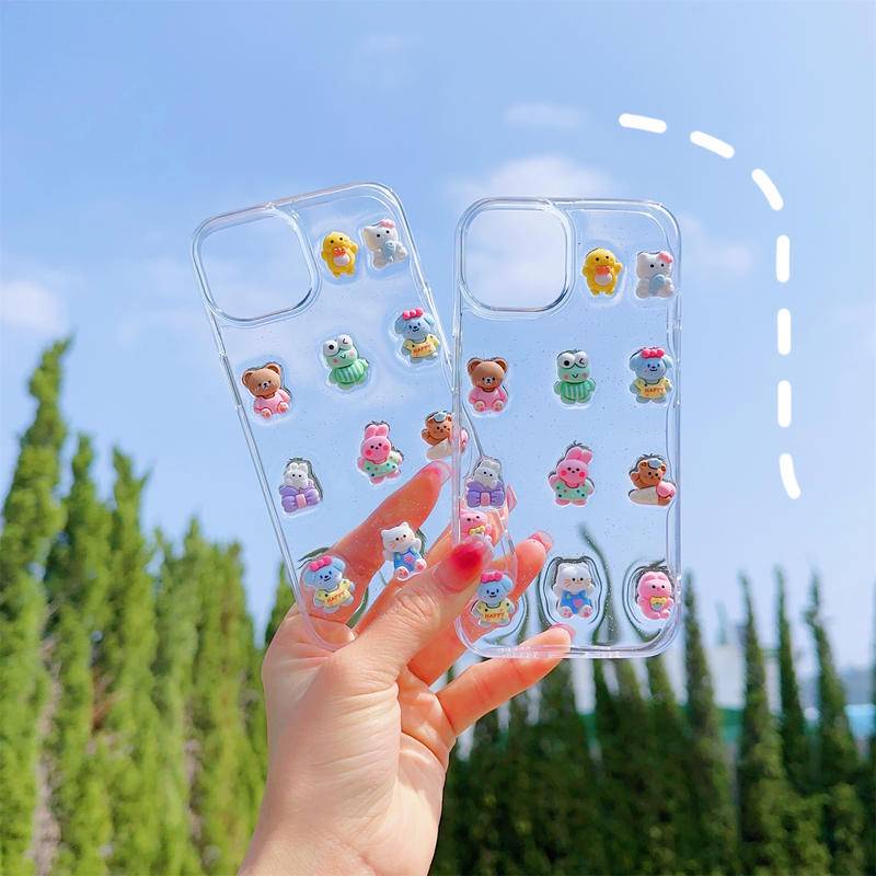 Ốp Điện Thoại Hình Động Vật Dễ Thương Cho iPhone 14 13 12 11Promax Plus X XS MAX XR 7 8 Plus SE 2022 2020 14Plus 13Mini 12Mini