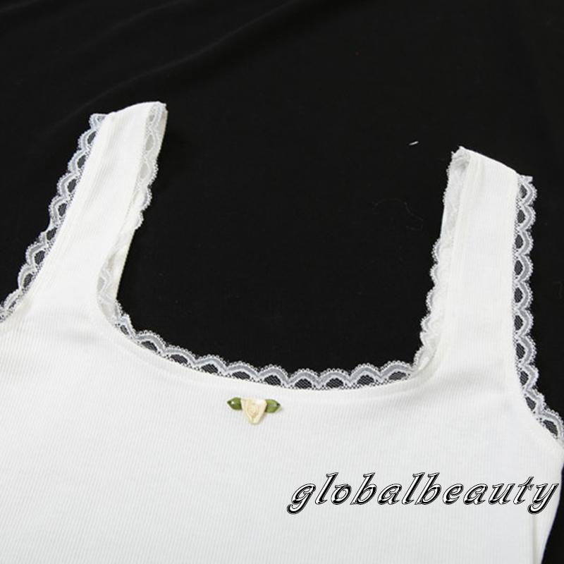 Áo Croptop Ren Hoa 3D Không Tay Thời Trang Mùa Hè Gợi Cảm Cho Nữ