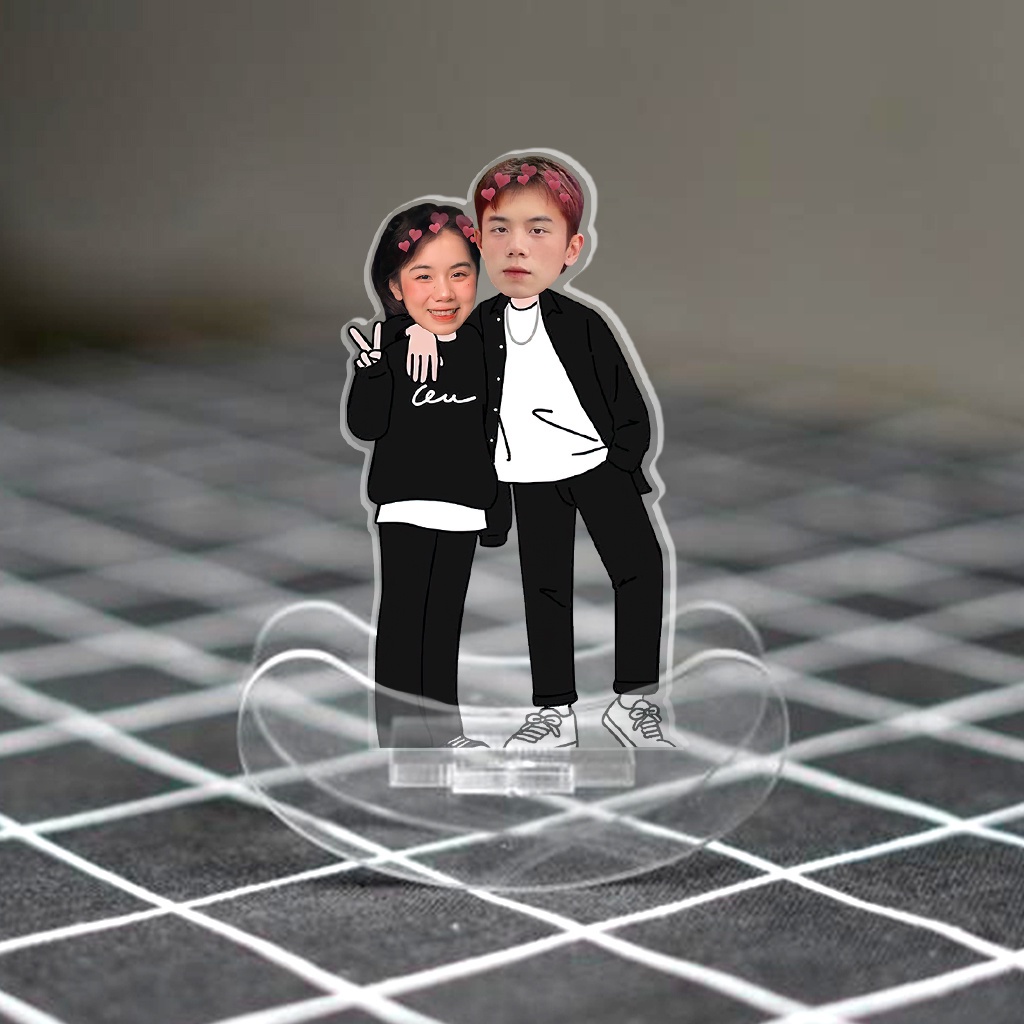 Standee lắc lư cặp đôi in theo yêu cầu chibi đáng yêu quà tặng cho người yêu, người thân, bạn bè