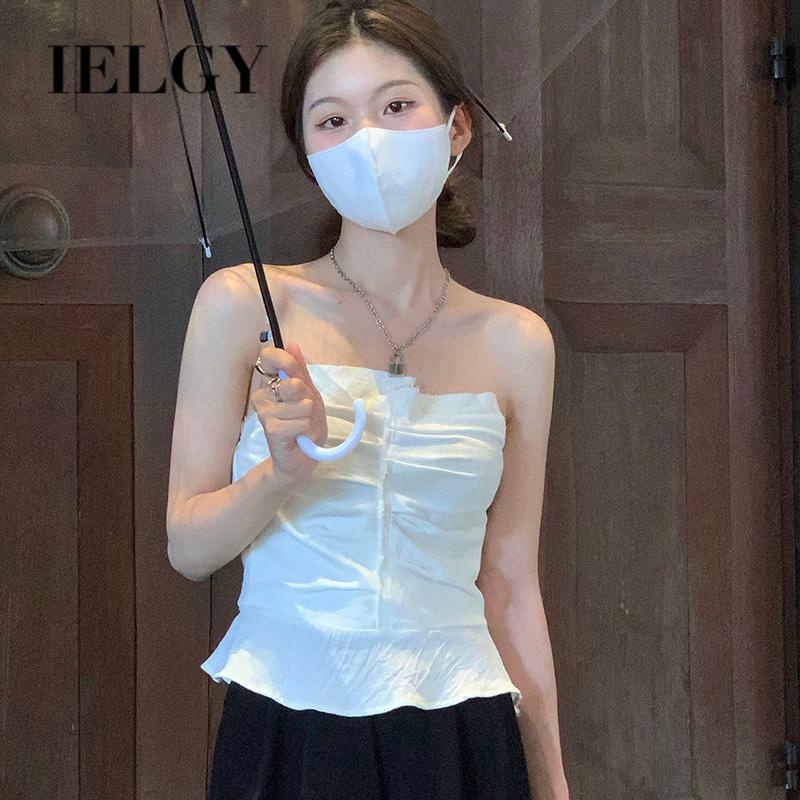 IELGY Áo Lửng Không Tay Thiết Kế Không Đều Thời Trang Cho Nữ